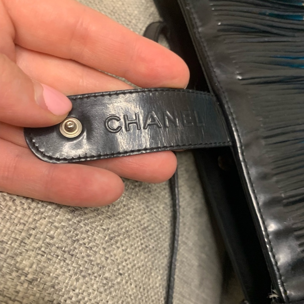 Chanel Hand Bag Light blue Canvas and Enamel Vintage Quilted Fringe Entrupy 1997 - Picture 13 of 17